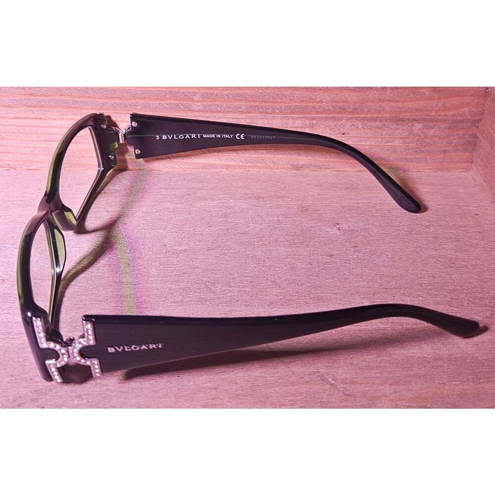 BVLGARI 473-B Eyeglasses Frames Green Rhinestone 51-15-135 Italy Designer Luxury - Picture 5 of 10